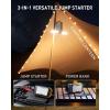 imageAUXITO Jump Starter 6000A Car PortableBattery Jumper Box with 4000LM LED Outdoor Camping Light and Power Bank Function Up to 105L Gas and 10L Diesel Engines USB Ports and Jumper Cable Included6000A