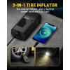 imageAUXITO Tire Inflator Portable Air Compressor 150PSI Air Pump for Car Tires Motorcycle Bikes Balls with Rechargeable Battery Digital Pressure Gauge Emergency LED Light