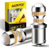 imageAUXITO 1156 LED Bulbs Amber Yellow 400 Super Bright 7506 BA15S P21W LED Bulb with Projector for Front Rear LED Turn Signal Bulb DRL Marker Blinker Parking Lights Pack of 2Amber Yellow