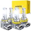imageAUXITO 9007 Light Bulbs 6500K Cool White 40000LM Per Set HB5 Halogen Raplacement Fog Lights with Fan Wireless Plug and Play Canbus Ready Pack of 29005H11