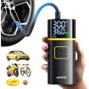 imageAUXITO Tire Inflator Portable Air Compressor  150PSI 1Min Fast Inflate Air Pump for Car Tires with Tire Pressure Gauge LED Flashlight Portable Tire Inflatores for Car Sedan Motorcycle Bike BallA3015200mAh