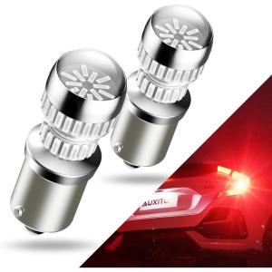 imageAUXITO 1156 LED Bulbs Amber Yellow 400 Super Bright 7506 BA15S P21W LED Bulb with Projector for Front Rear LED Turn Signal Bulb DRL Marker Blinker Parking Lights Pack of 2Brilliant Red