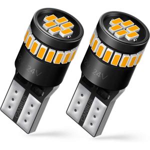 imageAUXITO 194 LED Bulbs for License Plate Light 168 175 2825 W5W T10 24SMD 3014 Chipsets 6000K White for Car Dome Door Map Dash Courtesy Cargo License Plate Lights Pack of 2Amber Yellow