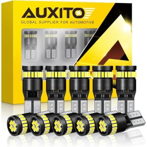 imageAUXITO 194 LED Light Bulb 6000K White 168 2825 W5W T10 Wedge 24SMD 3014 Chipsets LED Replacement Light Kit Error Free for Car Interior Dome Map Door License Courtesy Dash Lights Pack of 10White