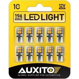 imageAUXITO 194 LED Light Bulb Blue 168 2825 W5W T10 Wedge 14SMD LED Replacement Bulbs for Car Dome Map Door License Plate Lights Dash Instrument Bulbs Pack of 10Yellow