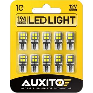 imageAUXITO 194 LED Light Bulb Blue 168 2825 W5W T10 Wedge 14SMD LED Replacement Bulbs for Car Dome Map Door License Plate Lights Dash Instrument Bulbs Pack of 10White