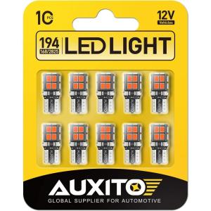 imageAUXITO 194 LED Light Bulb Blue 168 2825 W5W T10 Wedge 14SMD LED Replacement Bulbs for Car Dome Map Door License Plate Lights Dash Instrument Bulbs Pack of 10Red