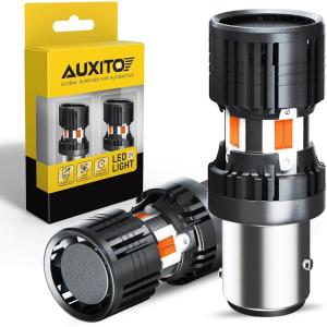 imageAUXITO 2025 Latest CANBUS 7440 7443 LED Bulbs Amber Yellow with Builtin Resistor Anti Hyper Flash 7440NA 7441 7444 7444NA W21W WY21W Error Free LED Front Rear Turn Signal Lights Pack of 2Amber Yellow