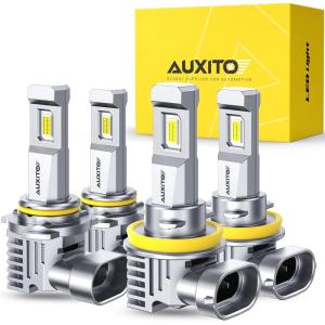 imageAUXITO 9003 LED Bulb H4 Bulbs 44000LM Brighter UltraBright Plug N Play Long Lifespan No Flicker 99 Compatibility 2PCSH11 9005