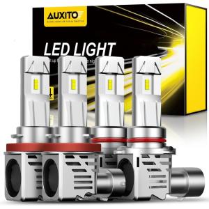 imageAUXITO 9005 Bulbs 44000LM 1000 Super Bright 6000K White with Cooling Fan HB 3HB3u Fog Light Pack of 29005H11