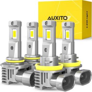 imageAUXITO 9005 H11 Fog Light Bulbs 50000ML Per Set 6500K Cool White without Cooling Fan PlugNPlay 120W Pack of 49005H11