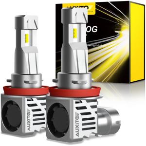 imageAUXITO 9005 H11 Fog Light Bulbs 50000ML Per Set 6500K Cool White without Cooling Fan PlugNPlay 120W Pack of 4H11H8H9