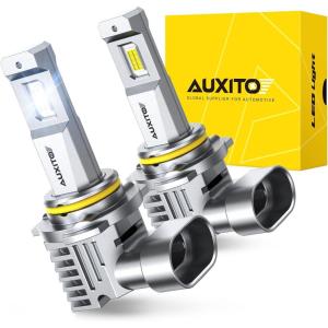 imageAUXITO 9005 LED Bulbs HB3 Light 6500K Daylight White UltraBright 60W Fanless Fog Light BulbTrue 11 Size PlugNPlay Pack of 29005HB3