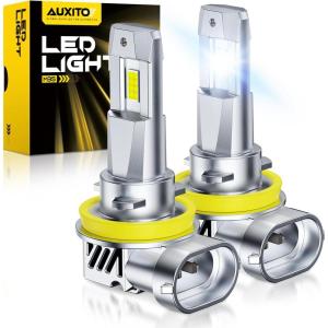 imageAUXITO 9005 LED Bulbs HB3 Light 6500K Daylight White UltraBright 60W Fanless Fog Light BulbTrue 11 Size PlugNPlay Pack of 2H11H8H9