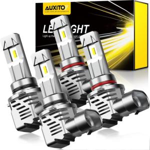 imageAUXITO 9005H8H9HB3H1I Fog Light Bulbs 6500K Cool White 600 Brighter PlugandPlay Pack of 49005 9006 HB3 HB4
