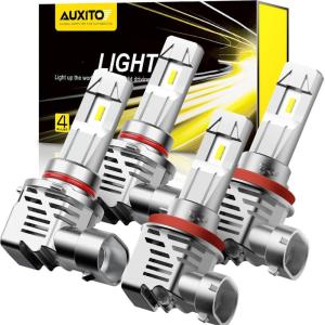 imageAUXITO 9005H8H9HB3H1I Fog Light Bulbs 6500K Cool White 600 Brighter PlugandPlay Pack of 4H119005