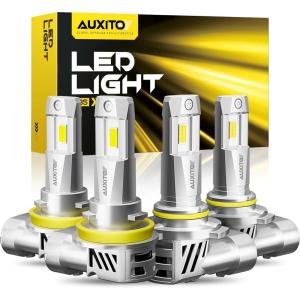 imageAUXITO 9005HB3 ampamp 9006HB4 Light Bulbs Combo 6500K Cool White Fog Lights Cooling Fan Nonpolarity Pack of 49005H11