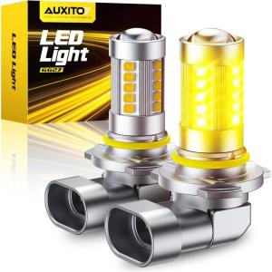 imageAUXITO 9006 LED Fog Light Bulbs 3000K Amber Yellow 11 Mini Size HB4 9006 Yellow LED Fog Light Bulbs 360 Full IlluminationPack of 2Amber Yellow