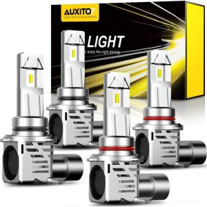imageAUXITO 9007HB5 LED Light Bulbs 27000LM 700 Brighter Canbus Ready Wireless HB5 9007 Plug and Play Halogen Replacements Light Kit Pack of 290059006