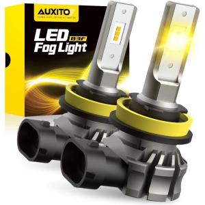 imageAUXITO 9145 LED Fog Light Bulbs 6000LM 6500K Cool White Light 300 Brightness H10 9140 9045 9040 Led Fog Lights CSP LED Chips DRL Replacement for Cars Pack of 2Amber Yellow