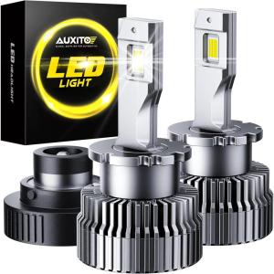 imageAUXITO D3S D3R LED Bulbs 24000Lumens 120W 6000K White 500 Brightness Xenon HID Replacement Lights Plug and Play Fog Light Bulbs Pack of 2D2S