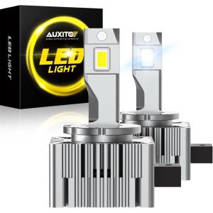 imageAUXITO D3S D3R LED Bulbs 24000Lumens 120W 6000K White 500 Brightness Xenon HID Replacement Lights Plug and Play Fog Light Bulbs Pack of 2D3S