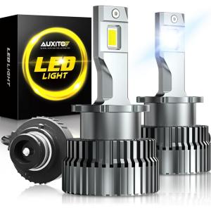 imageAUXITO D3S D3R LED Bulbs 24000Lumens 120W 6000K White 500 Brightness Xenon HID Replacement Lights Plug and Play Fog Light Bulbs Pack of 2D4S