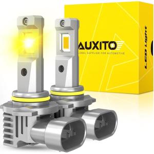 imageAUXITO H11 H8 H16 LED Fog Light Bulbs 600 Brightness 6500K Cool White Driving Fog lights 11 Mini Size Front Fog Lamps Nonpolarity Play and Plug Pack of 2H109145 Yellow