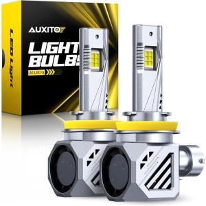 imageAUXITO H11 H8 H9 Bulbs 48000LM 1000 Brighter 6500K Cool White Light with Fan LED Fog Light 30 Years Lifespan No FlickerH11