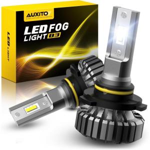 imageAUXITO H11 H8 H9 LED Bulbs 400 Brighter 6500K White Fanless Lights Plug and Play Halogen Bulb Replacement H8 Fog Light Pack of 2HB39005