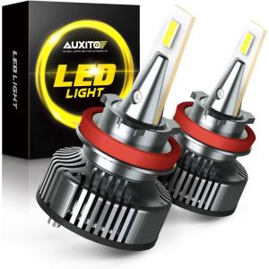 imageAUXITO H11 LED Bulbs H8 H9 LED Lights 80W 16000LM Per Pair 500 Percent Brighter 6500K Cool White Angle Adjustable CanBus Ready Bulbs Pack of 2 Y13