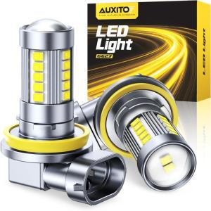 imageAUXITO H11H8H16 LED Fog Light Bulbs or DRL 3000K Amber Yellow Light 600 Super Brightness Fanless Mini Size Fog Lights Replacement for Cars Play and Plug Pack of 2H8H11H16