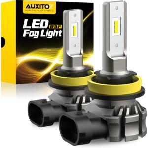 imageAUXITO H11H8H16 LED Fog Light Bulbs or DRL 6000 Lumens 6500K Cool White Light 300 Brightness CSP LED Chips Fog Lamps Replacement for Cars Play and Plug Pack of 2