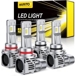 imageAUXITO HB4 9006 LED Bulbs 15000LM Per Set 6500K Cool White Mini Size Wireless LED Fog Light Bulbs for Stock Halogen Replacement Pack of 290059006