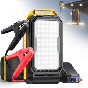 imageAUXITO Jump Starter 6000A Car PortableBattery Jumper Box with 4000LM LED Outdoor Camping Light and Power Bank Function Up to 105L Gas and 10L Diesel Engines USB Ports and Jumper Cable Included7000A