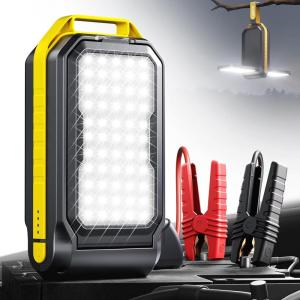 imageAUXITO Jump Starter 6000A Car PortableBattery Jumper Box with 4000LM LED Outdoor Camping Light and Power Bank Function Up to 105L Gas and 10L Diesel Engines USB Ports and Jumper Cable Included6000A