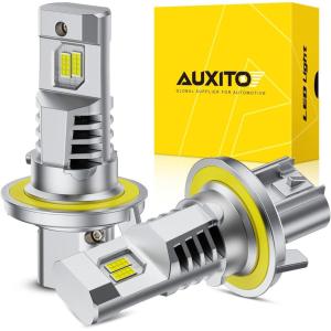 imageAUXITO New Upgraded H13 Bulbs 33000LM 900 Ultra Brightness 11 Halogen Size 6500K White 9008 Light Bulbs for Fog Light Nonpolarity Plug and Play Pack of 2H139008