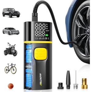 imageAUXITO Tire Inflator Portable Air Compressor  150PSI 1Min Fast Inflate Air Pump for Car Tires with Tire Pressure Gauge LED Flashlight Portable Tire Inflatores for Car Sedan Motorcycle Bike BallA5027800mAh