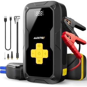 imageJump Starter with Air Compressor AUXITO 6000A Portable Car Jumper 150PSI Digital Tire Inflator 12V Jump Box for All Gas8L Diesel Engine Power Bank with TypeC Quick Charger 400LM Emergency Light6000A