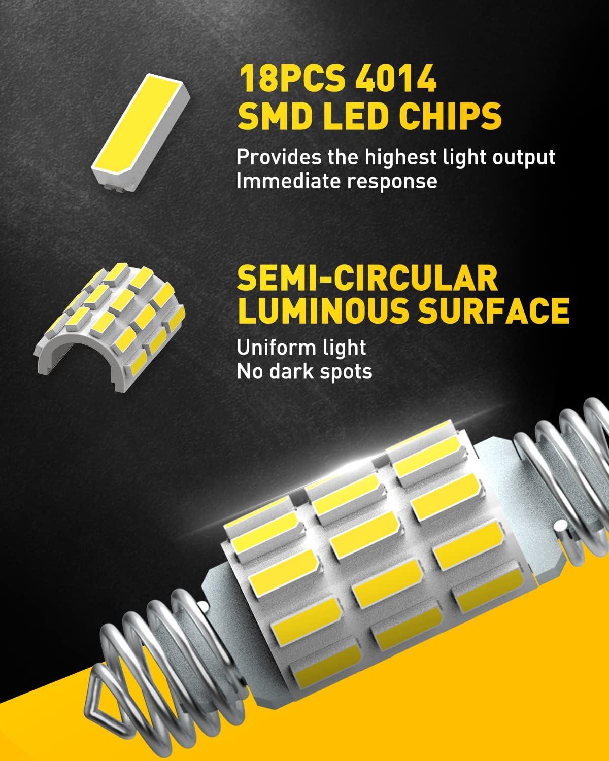 imageAUXITO 578 LED Bulbs 2112 2122 Festoon Bulb 39mm 41mm 42mm LED Lights Bulb 6500K White Extremely Bright 4014 SMD for Car Truck LED Interior Dome Map Door Courtesy Lights License Plate Bulbs 4 Pack31mm36mm 6 PACK