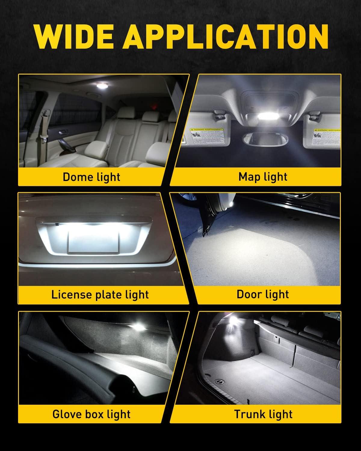 imageAUXITO 578 LED Bulbs 2112 2122 Festoon Bulb 39mm 41mm 42mm LED Lights Bulb 6500K White Extremely Bright 4014 SMD for Car Truck LED Interior Dome Map Door Courtesy Lights License Plate Bulbs 4 Pack39mm42mm 2 PACK
