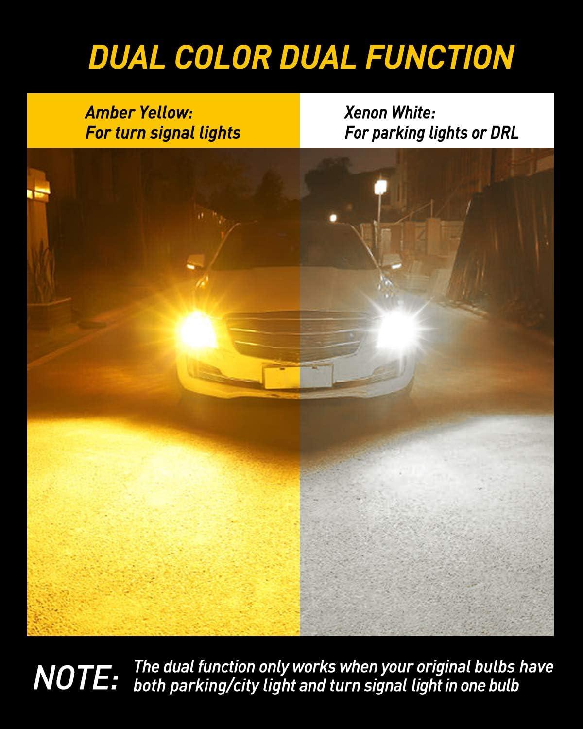 imageAUXITO Brilliant Red 3056 3057 3156 3157 14SMD 3030 Chipsets LED Bulbs with Projector for Brake Light Tail Light Turn Signal Blinkers Pack of 2WhiteAmber Yellow Switchback