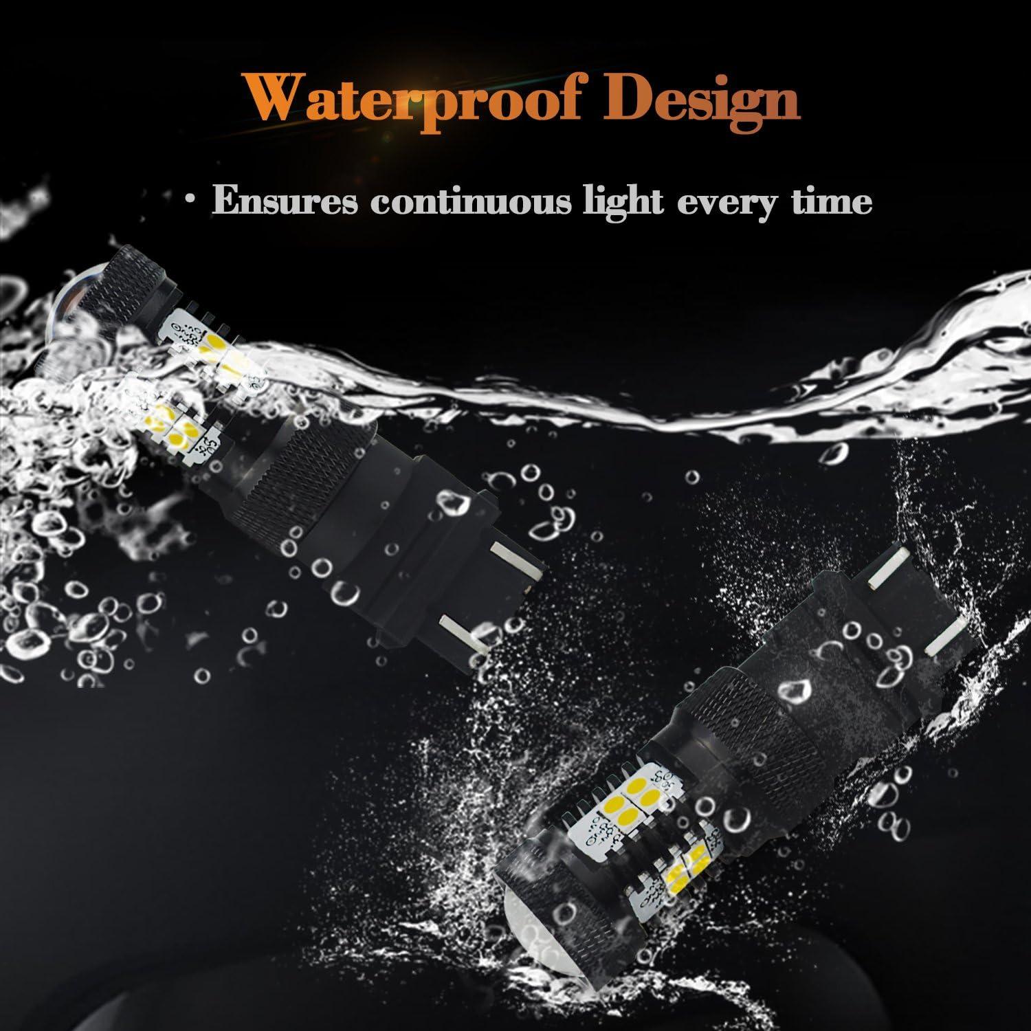 imageAUXITO Brilliant Red 3056 3057 3156 3157 14SMD 3030 Chipsets LED Bulbs with Projector for Brake Light Tail Light Turn Signal Blinkers Pack of 2Xenon White