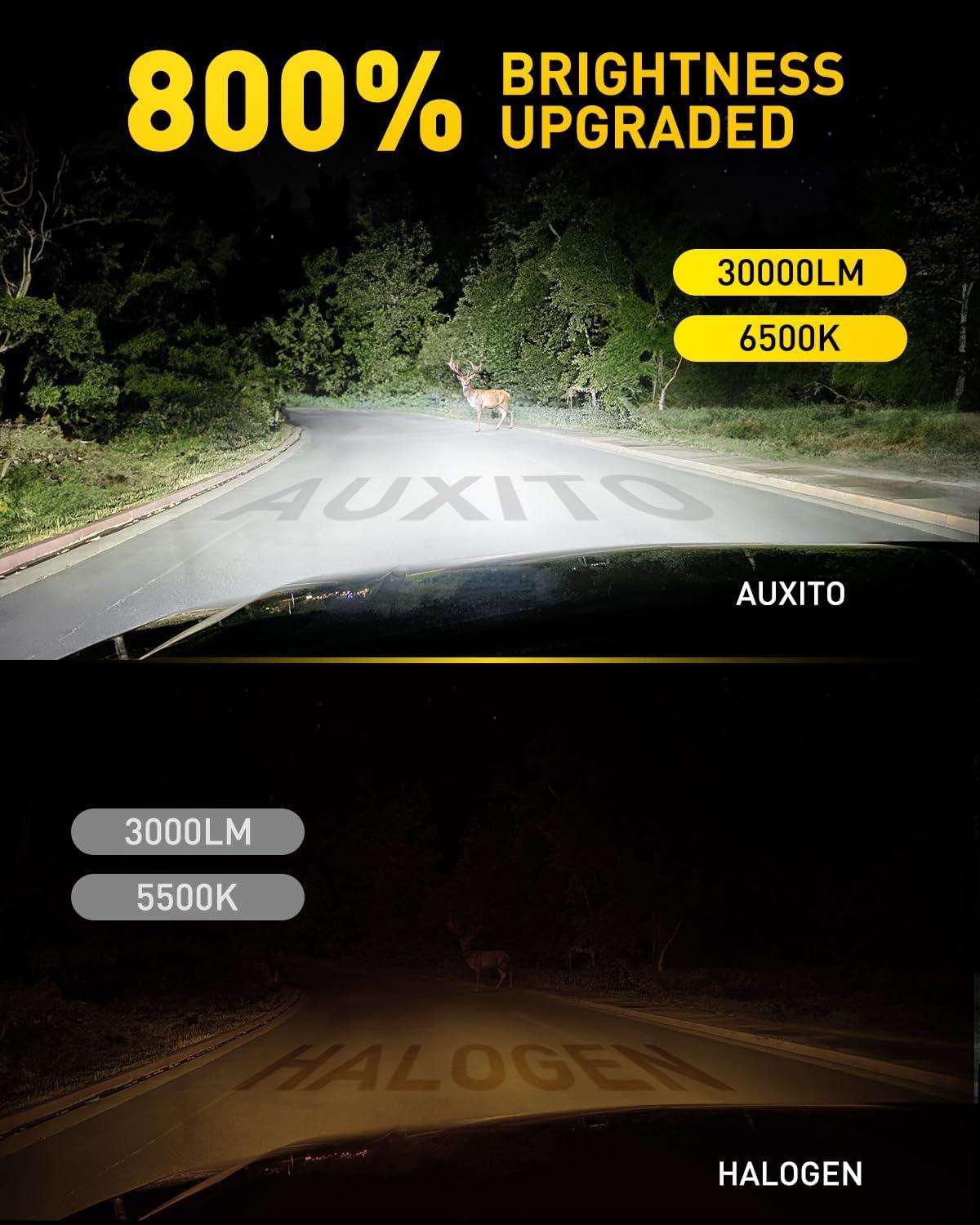 imageAUXITO H13 Bulb 900 Brighter Plug and Play Canbus Ready with Fan Pack of 2