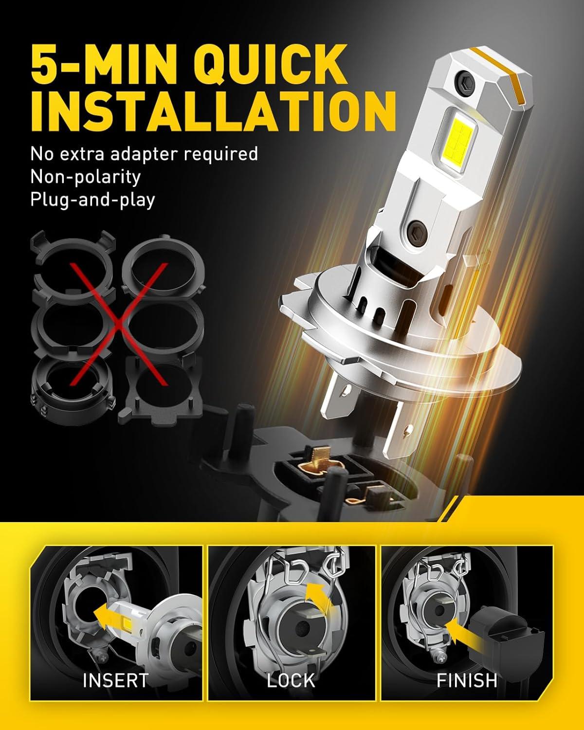 imageAUXITO H7 Fog Bulb 6500K White 500 Brighter Canbus Ready with Fan Pack of 2