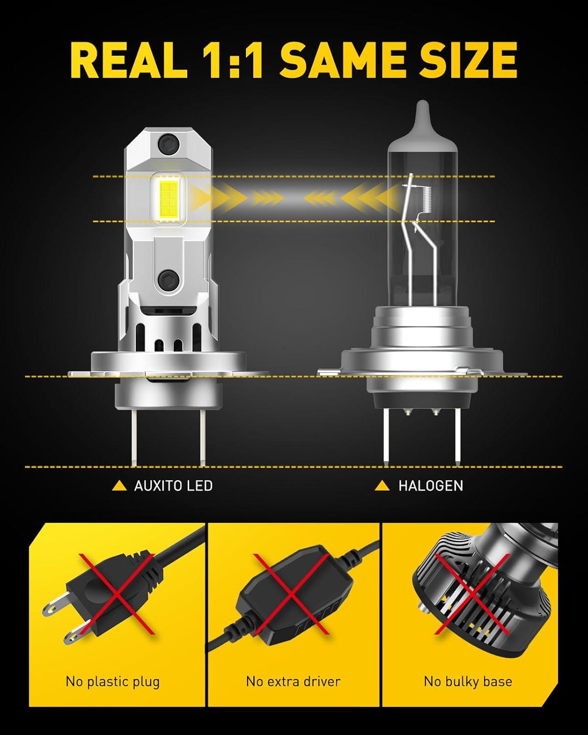 imageAUXITO H7 Fog Bulb 6500K White 500 Brighter Canbus Ready with Fan Pack of 2