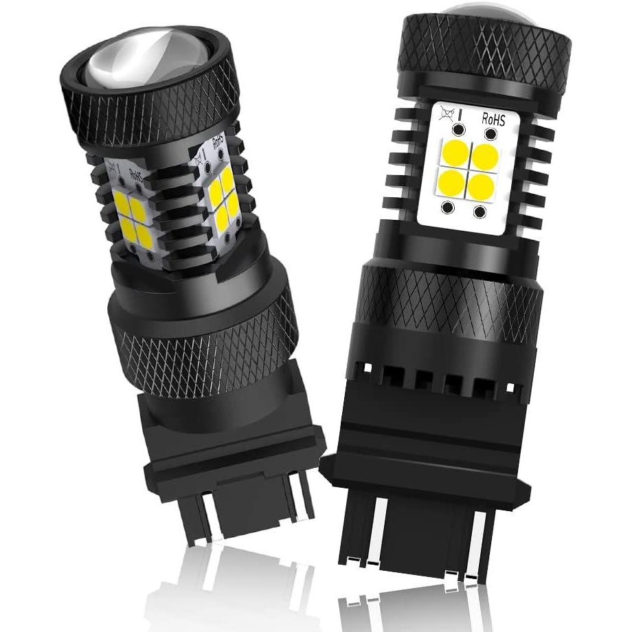 imageAUXITO Brilliant Red 3056 3057 3156 3157 14SMD 3030 Chipsets LED Bulbs with Projector for Brake Light Tail Light Turn Signal Blinkers Pack of 2Xenon White