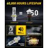 imageAUXITO 9004 Light Bulbs 44000LM Brighter UltraBright Plug N Play Long Lifespan No Flicker 99 Compatibility Pack of 2