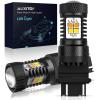 imageAUXITO Brilliant Red 3056 3057 3156 3157 14SMD 3030 Chipsets LED Bulbs with Projector for Brake Light Tail Light Turn Signal Blinkers Pack of 2WhiteAmber Yellow Switchback