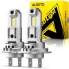 imageAUXITO Upgraded H7 LED Light Bulb 300 Brighter 6500K White No Adapter Required Plug n Play H7ll LED Bulbs with Fan for Fog Light DRL Pack of 2